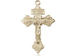 14kt Gold Filled Crucifix Pendant on a 24 inch Gold Plate Heavy Curb Chain. - Unique Catholic Gifts