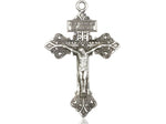 Sterling Silver Crucifix Pendant on a 24 inch Light Rhodium Heavy Curb Chain. - Unique Catholic Gifts