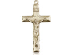 14kt Gold Filled Crucifix Pendant on a 24 inch Gold Plate Heavy Curb Chain. - Unique Catholic Gifts