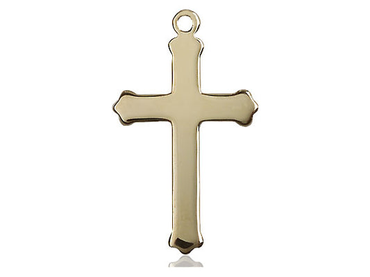 14kt Gold Filled Cross Pendant on a 24 inch Gold Plate Heavy Curb Chain - Unique Catholic Gifts