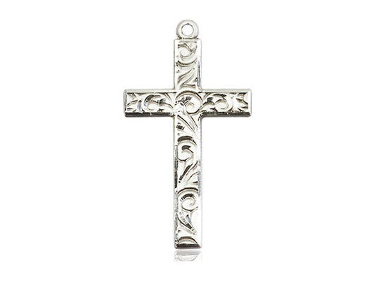 Sterling Silver Cross Pendant on a 18 inch Sterling Silver Light Curb Chain - Unique Catholic Gifts