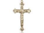 14kt Gold Filled Crucifix Pendant on a 24 inch Gold Plate Heavy Curb Chain. - Unique Catholic Gifts