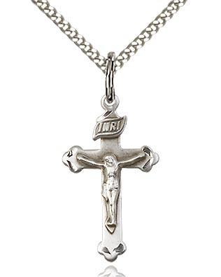 Sterling Silver Crucifix 7/8" with 18" chain - Unique Catholic Gifts