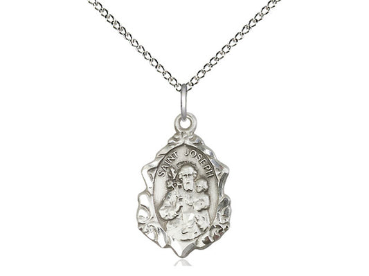 Sterling Silver St Joseph Medal 18" - Unique Catholic Gifts