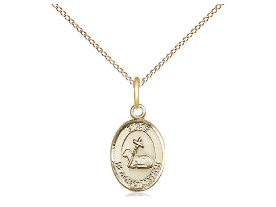 14kt Gold First Reconciliation Pendant on a 18 inch Gold Filled Light Curb Chain. - Unique Catholic Gifts