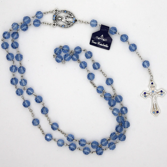 Miraculous centerpiece crystal rosary with decorative crucifix - Unique Catholic Gifts