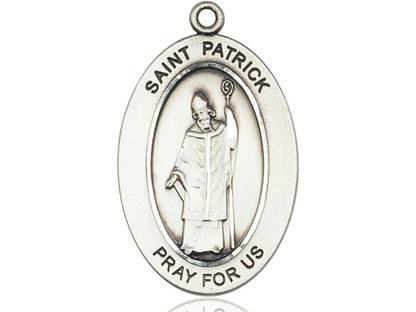 Sterling Silver St Patrick Medal 18" - Unique Catholic Gifts