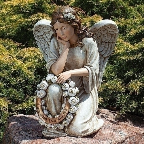 Memorial Angel W/wreath 23"H - Unique Catholic Gifts