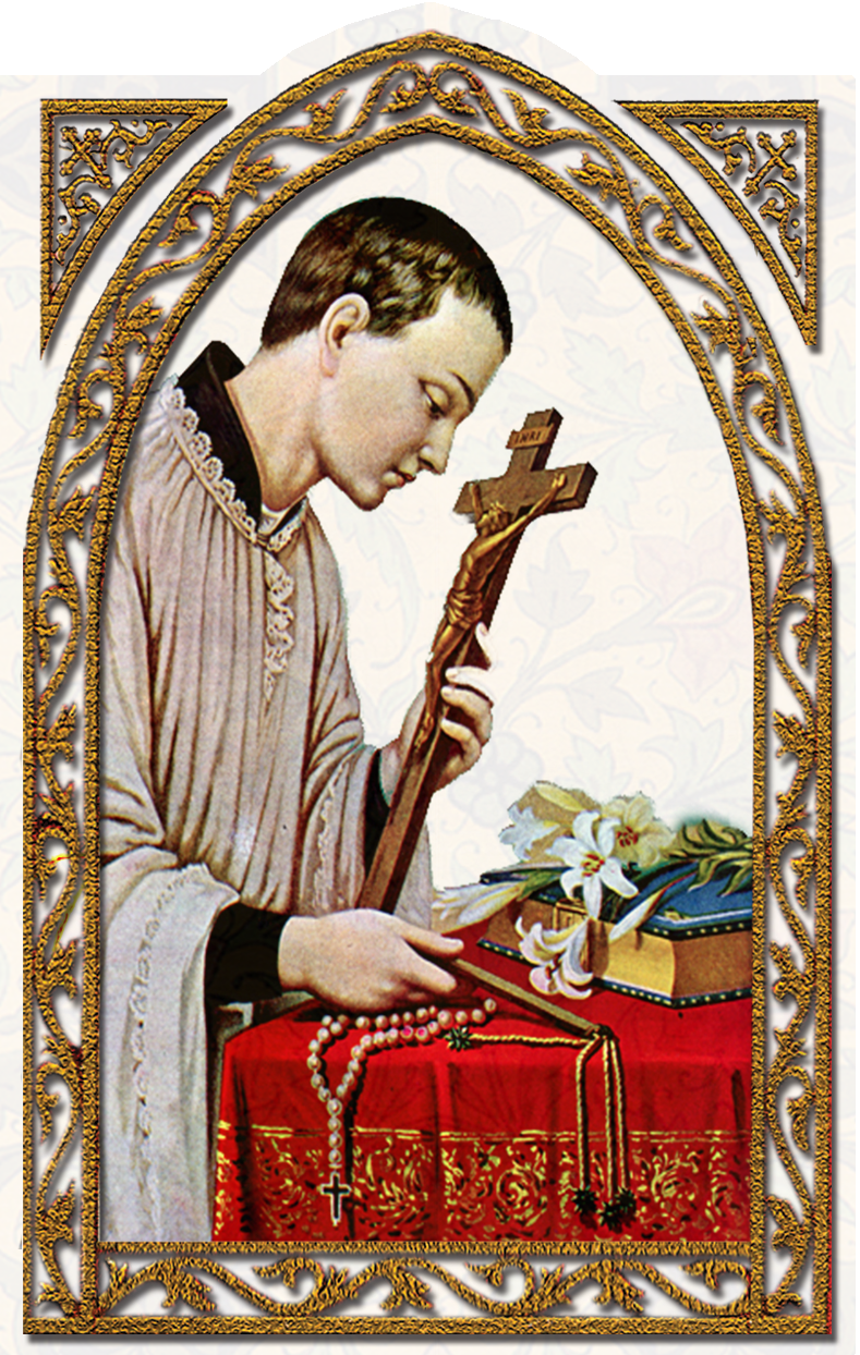 St. Aloysius Holy Card (Embossed) - Unique Catholic Gifts