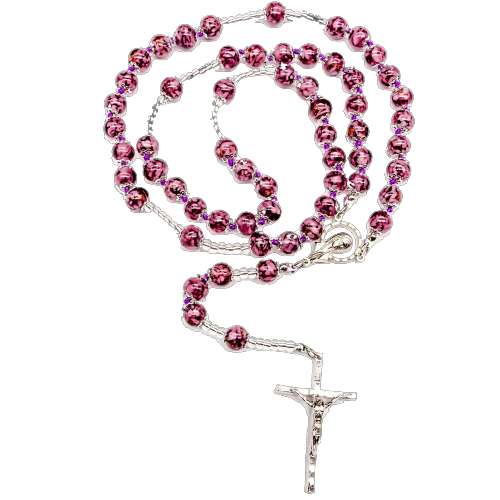 Amethyst Genuine Murano Rosary with handknotted Sommerso Beads - Unique Catholic Gifts