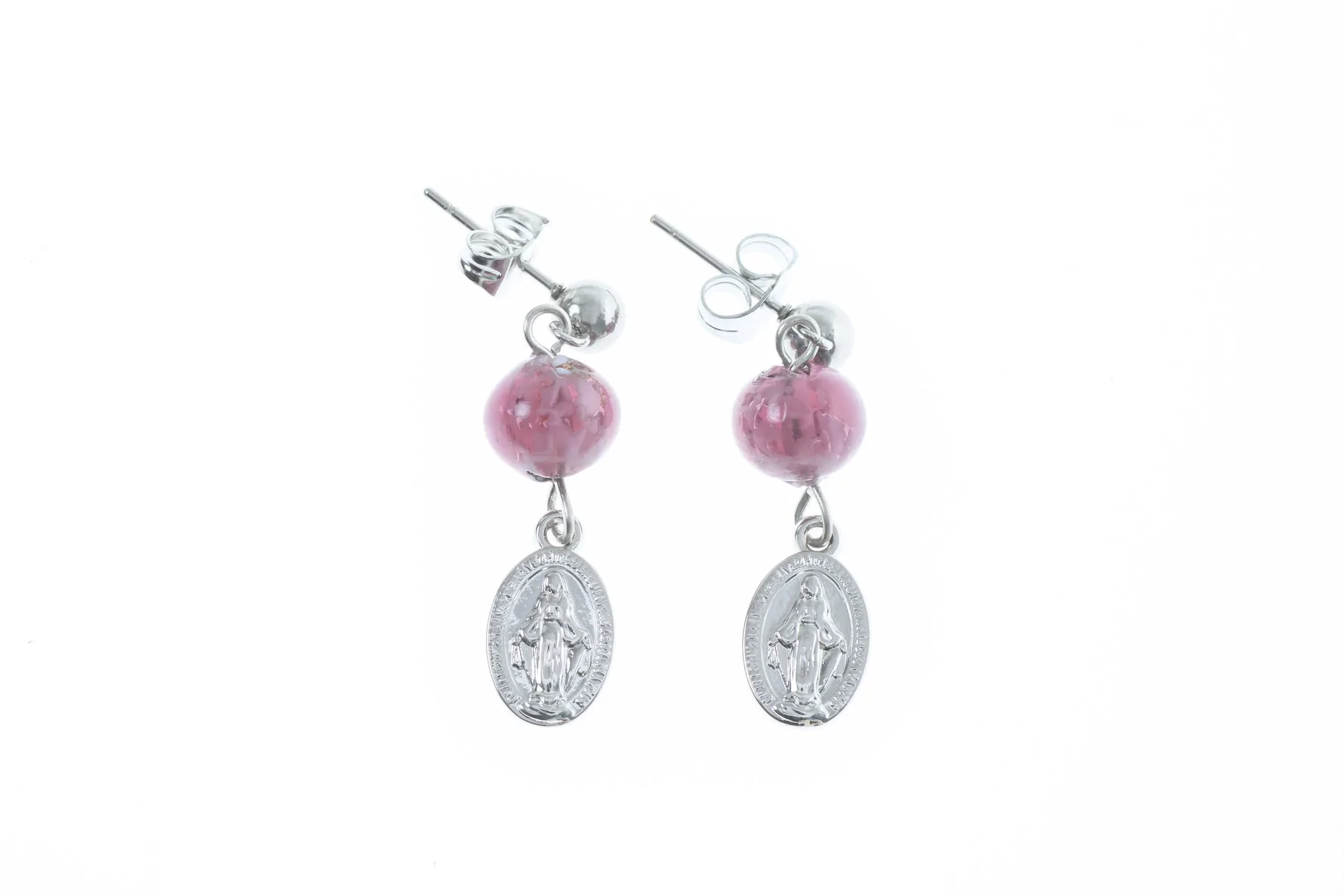 Genuine Murano Earrings with Amethyst Color Beads - Unique Catholic Gifts