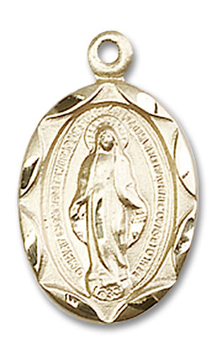 14kt Gold Filled Miraculous Medal Pendant 3/4" - Unique Catholic Gifts