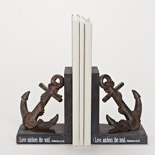 Only one side Anchor Bookends Verse: Love Anchors the Soul 7.75"H - Unique Catholic Gifts