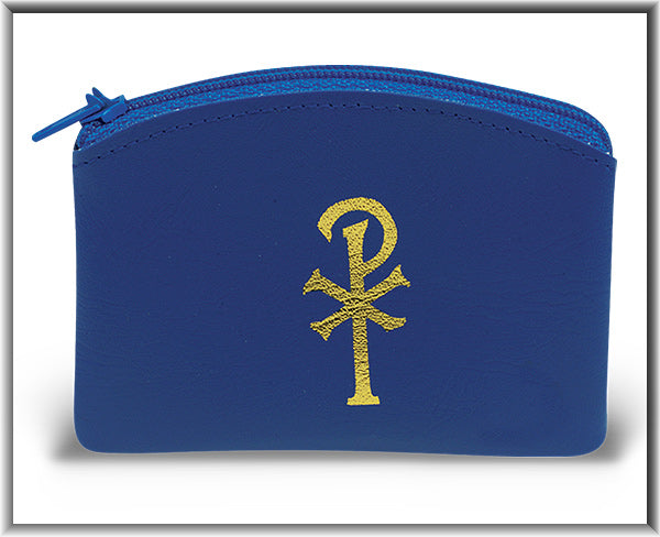 Blue Calf grain Vinyl Rosary Pouch - Unique Catholic Gifts