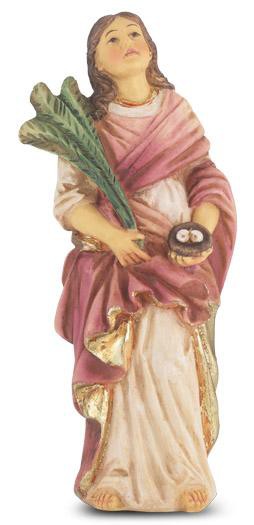 St. Lucy Hand Painted Solid Resin Statue (4") - Unique Catholic Gifts