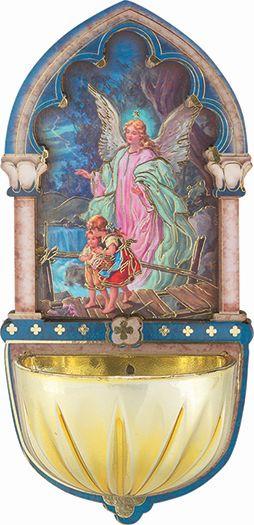 Guardian Angel Multi- Dimensional Holy Water Font (5") - Unique Catholic Gifts