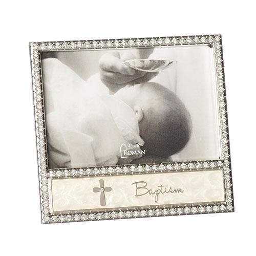 Baptism Cross Frame 6" (holds 4 x 6") - Unique Catholic Gifts