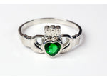 1980 - Claddagh Ring Emerald Glass Accent - Unique Catholic Gifts