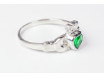 1980 - Claddagh Ring Emerald Glass Accent - Unique Catholic Gifts