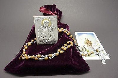 Saint Francis Icon, Rosary,Prayer Card & Bag - Unique Catholic Gifts