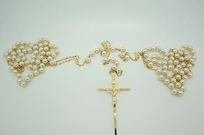 Wedding Lasso Rosary Gold and Pearls - Unique Catholic Gifts