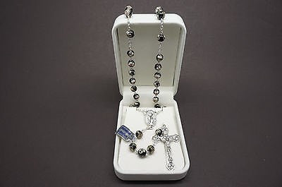 Authentic Black Cloisonne Rosary 22"  and Prayer - Unique Catholic Gifts