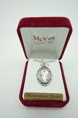 Silver Miraculous Medal 1" with an antique look and chain 18" - Unique Catholic Gifts