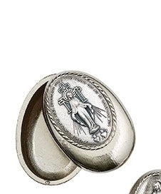 Miraculous Medal Metal Rosary Box 1 3/4" Oval - Unique Catholic Gifts