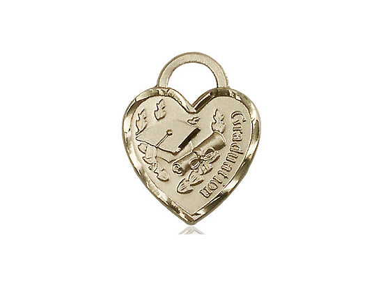 14kt Gold Graduation Heart Medal. - Unique Catholic Gifts