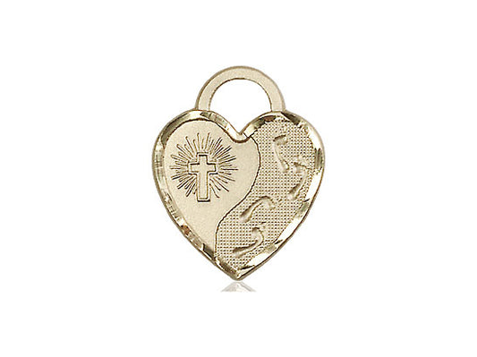 14kt Gold Filled Footprints Heart Medal. - Unique Catholic Gifts