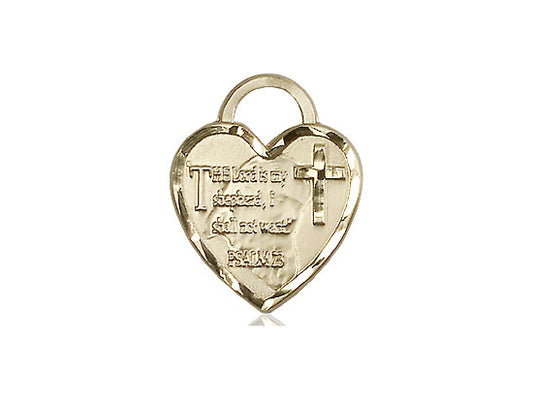 14kt Gold Filled Lord is my Shepherd Heart Medal. - Unique Catholic Gifts