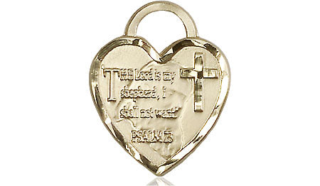 14kt Gold Lord is my Shepherd Heart Medal. - Unique Catholic Gifts