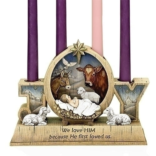 Advent Baby Jesus in the Manger Candle Holder 9" - Unique Catholic Gifts