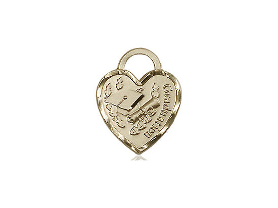 14kt Gold Filled Graduation Heart Medal. - Unique Catholic Gifts