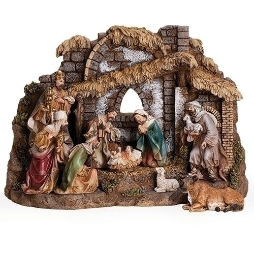 10 Piece Nativity with Stable  11" x 16" - Unique Catholic Gifts