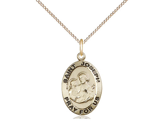 14kt Gold St Joseph Medal 18" - Unique Catholic Gifts