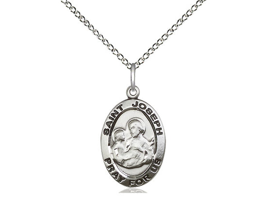 Sterling Silver St Joseph Medal 18" - Unique Catholic Gifts