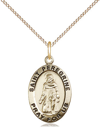 Gold Filled St Peregrine Pendant (3/4") - Unique Catholic Gifts