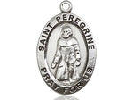 Sterling Silver St Peregrine Pendant (3/4") with18" chain - Unique Catholic Gifts