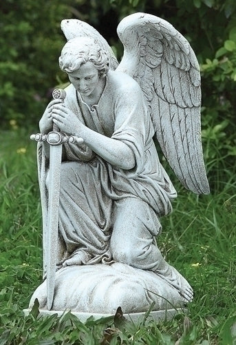 Kneeling Male Angel Garden Statue 13.25"H - Unique Catholic Gifts