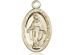 14kt Gold Miraculous Pendant on a 18 inch Gold Filled Light Curb Chain. - Unique Catholic Gifts