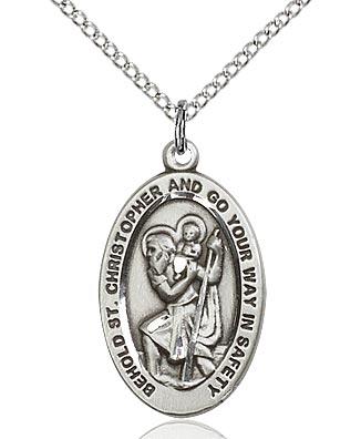 Sterling Silver St. Christopher Medal 7/8" - Unique Catholic Gifts