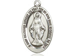 Sterling Silver Miraculous Pendant on a 18 inch Sterling Silver Light Curb Chain. - Unique Catholic Gifts