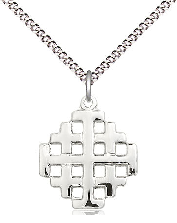 Sterling Silver Jerusalem  Pendant  (3/4") with 18" chain - Unique Catholic Gifts