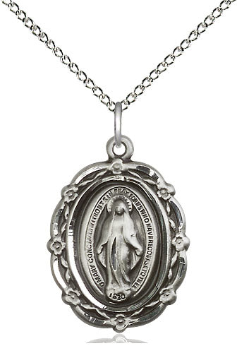 Sterling Silver Miraculous Pendant  (7/8") - Unique Catholic Gifts