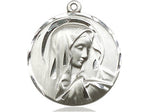 Sterling Silver Sorrowful Mother Pendant on a 18 inch Sterling Silver Light Curb Chain. - Unique Catholic Gifts