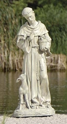 St Francis W/fawn Garden Statue 18"H - Unique Catholic Gifts