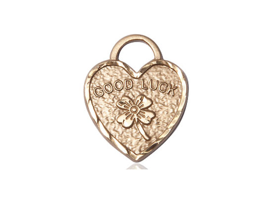 14kt Gold Filled Good Luck Shamrock Heart Medal. - Unique Catholic Gifts