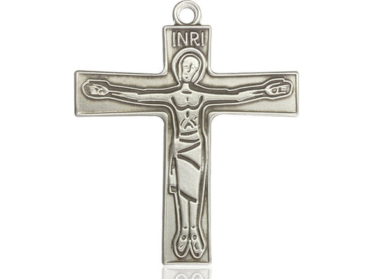 Sterling Silver Cursillio Cross Pendant on a 24 inch Light Rhodium Heavy Curb Chain - Unique Catholic Gifts