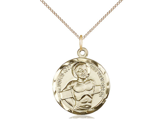 14kt Gold Dismas Pendant on a 18 inch Gold Filled Light Curb Chain - Unique Catholic Gifts